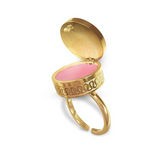 Boho Lip Balm Ring in 14K Gold Adjustable Band