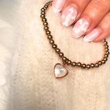 Stackable Bracelet with Pearl Heart Charm