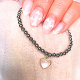 Stackable Bracelet with Pearl Heart Charm