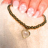 Stackable Bracelet with Pearl Heart Charm