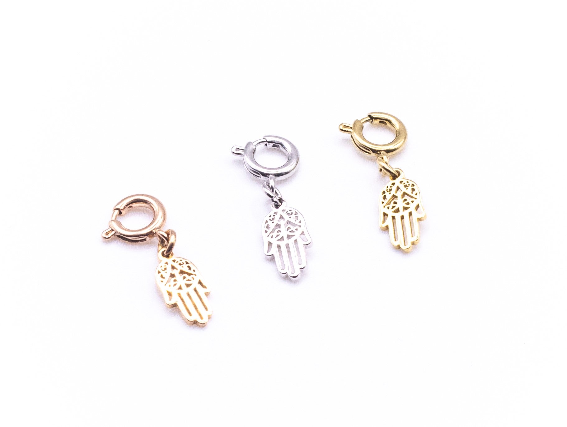 Hamsa Hand Charm in White Gold - getbalmy