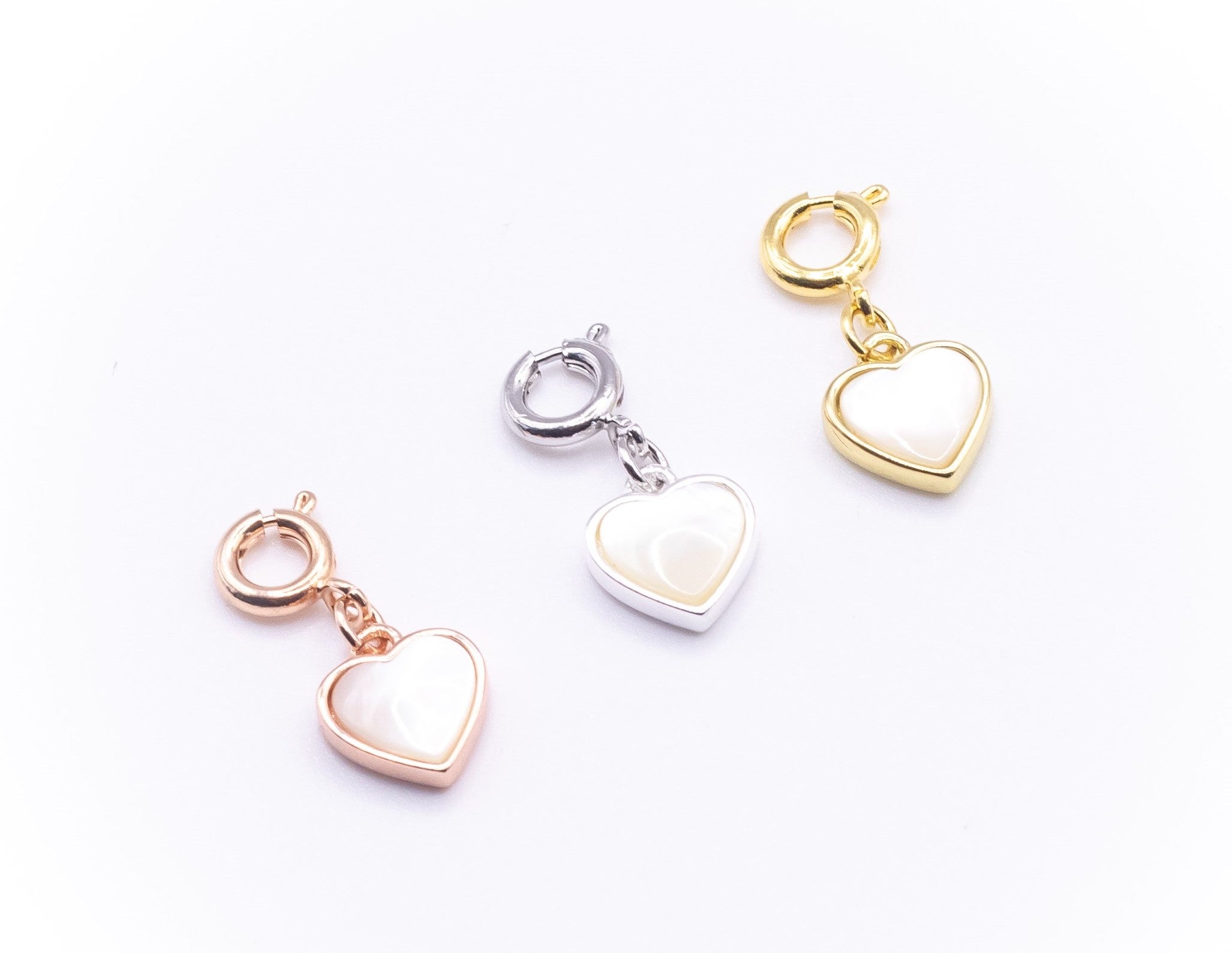 Pearl Heart Charm in White Gold - getbalmy