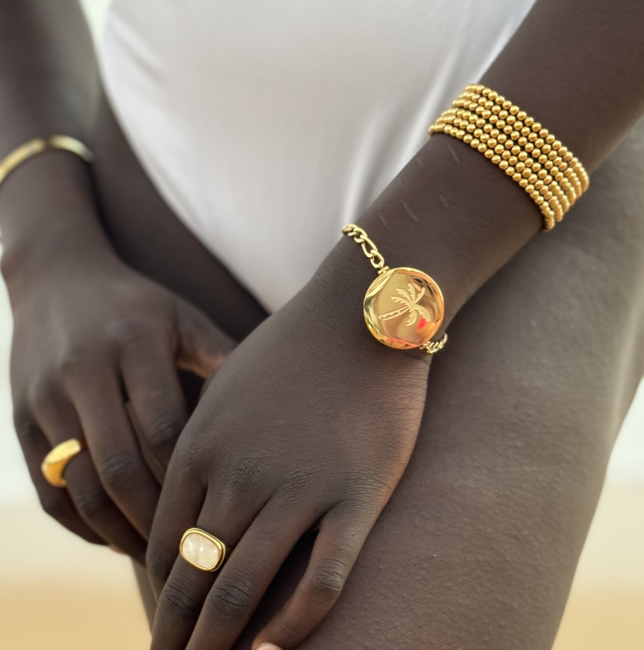 Palm Tree Lip Balm Bracelet in 14K Gold - getbalmy