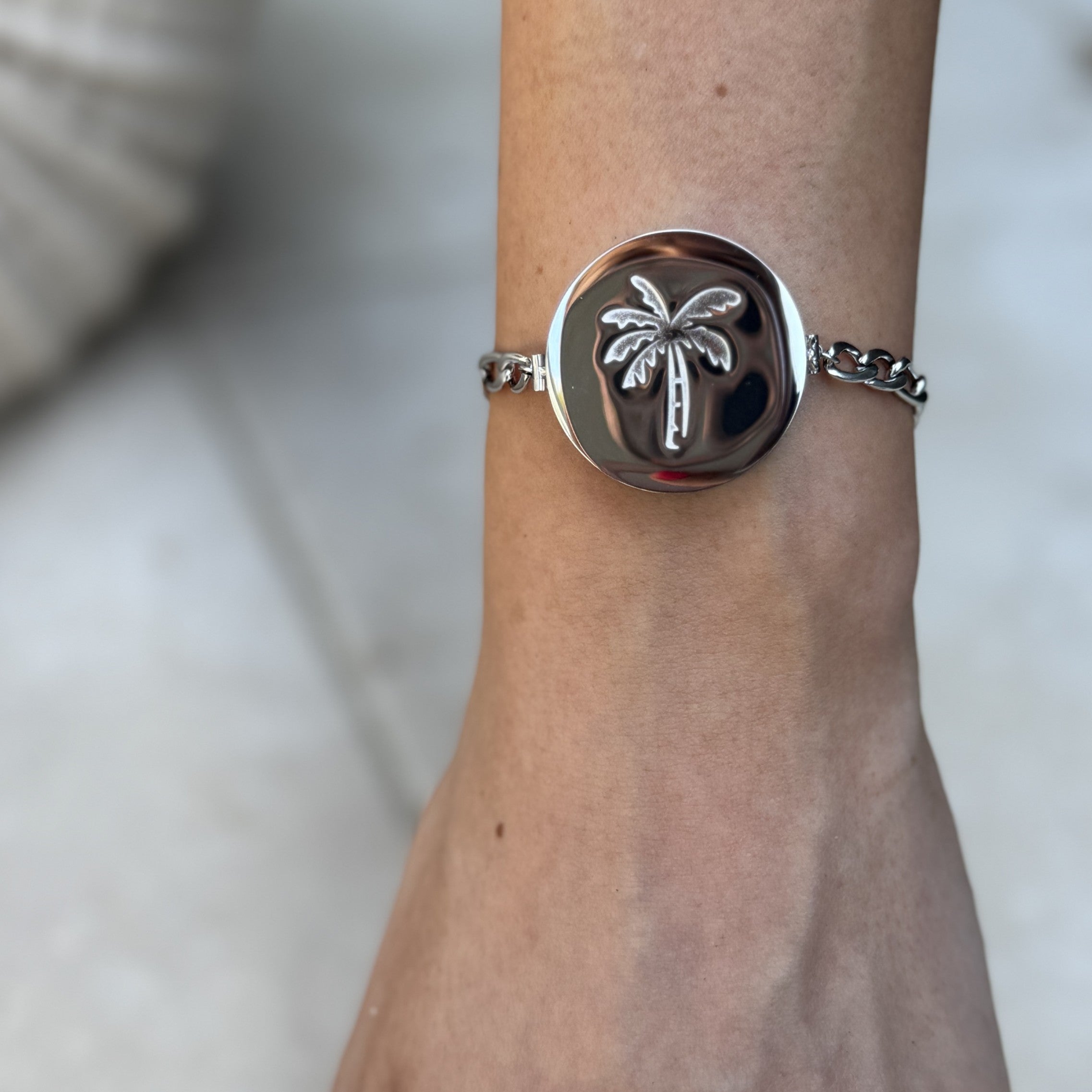 Palm Tree Lip Balm Bracelet in White Gold - getbalmy