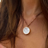 Mother of Pearl Lip Balm Necklace in 14K Gold