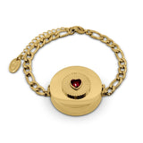 Ruby Red Heart Lip Balm Bracelet in 14K Gold