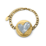 White Pearl Heart Lip Balm Bracelet in 14K gold