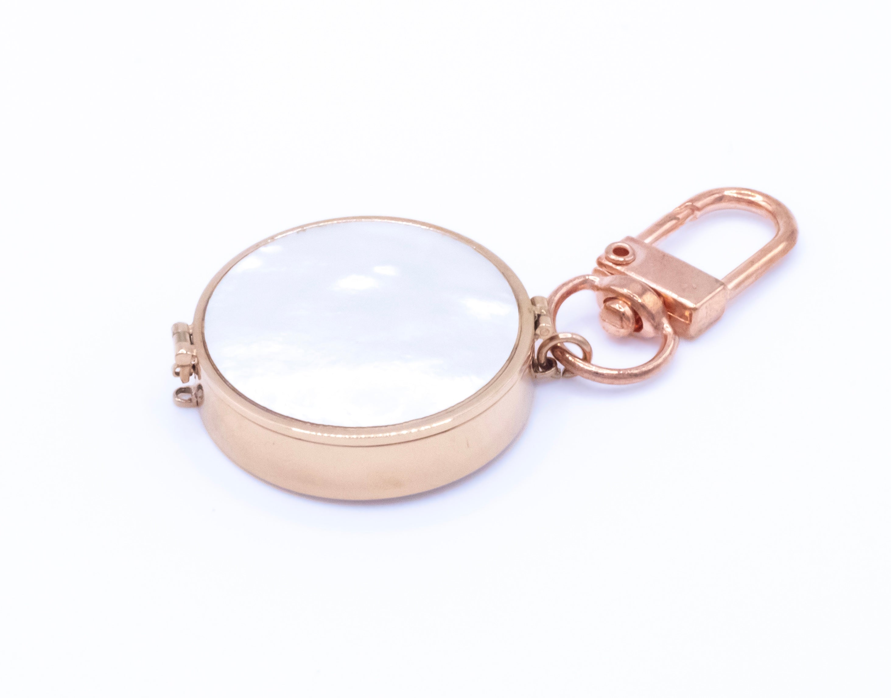 Mother of Pearl Lip Balm Key Ring in Rose Gold - getbalmy