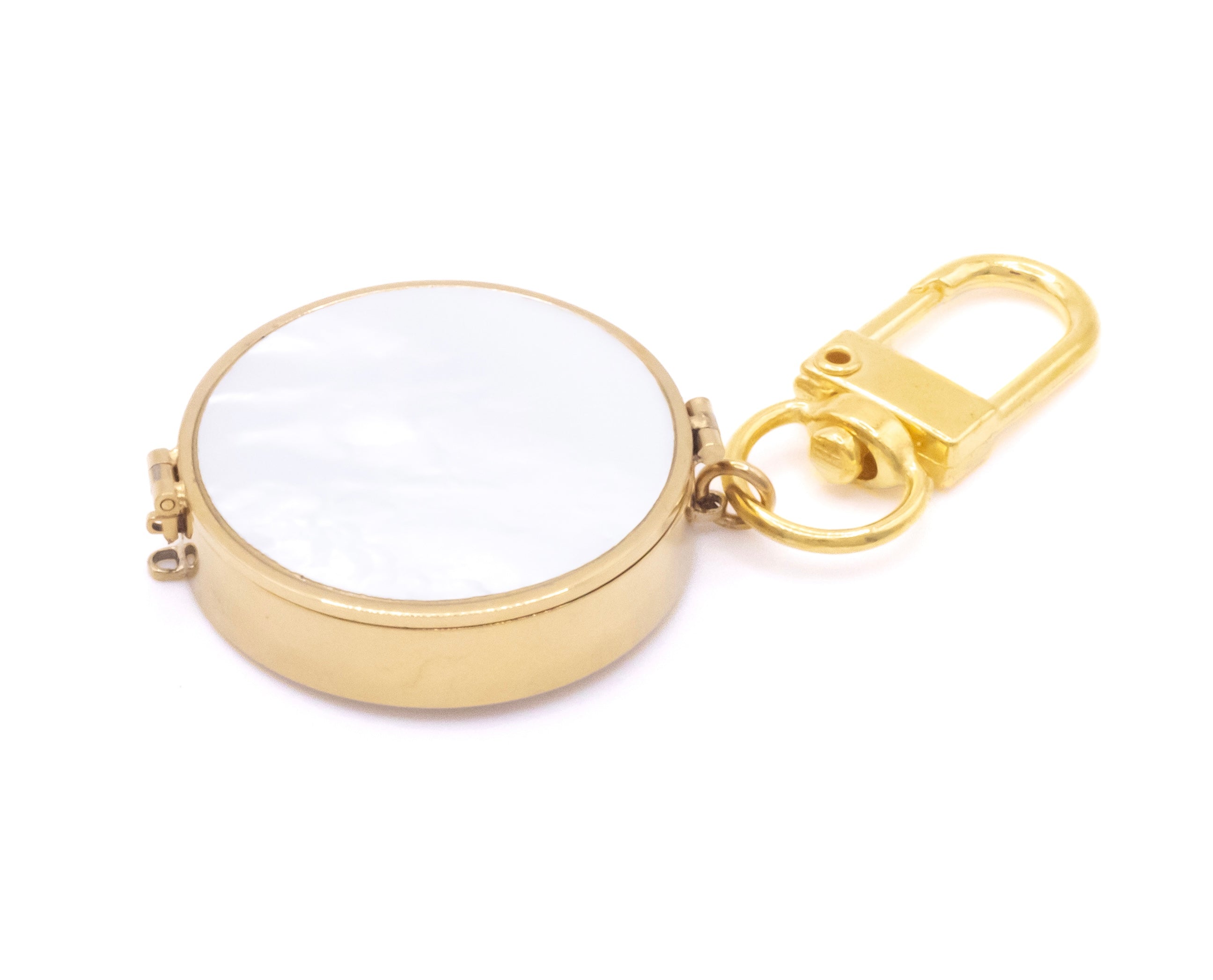 Mother of Pearl Lip Balm Key Ring in 14K Gold - getbalmy